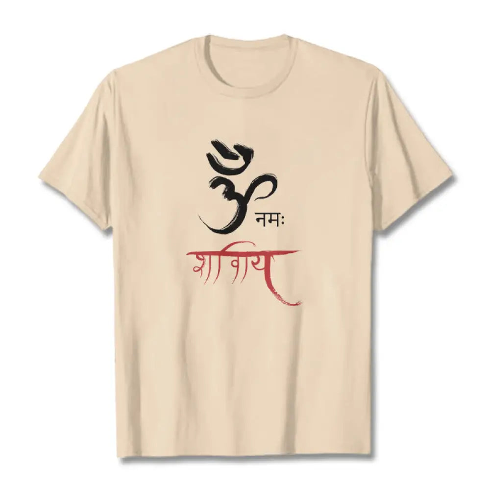 Buddha Stones OM NAMAH SHIVAYA Mantra Sanskrit Tee T-shirt - Bisque / S - T-Shirts