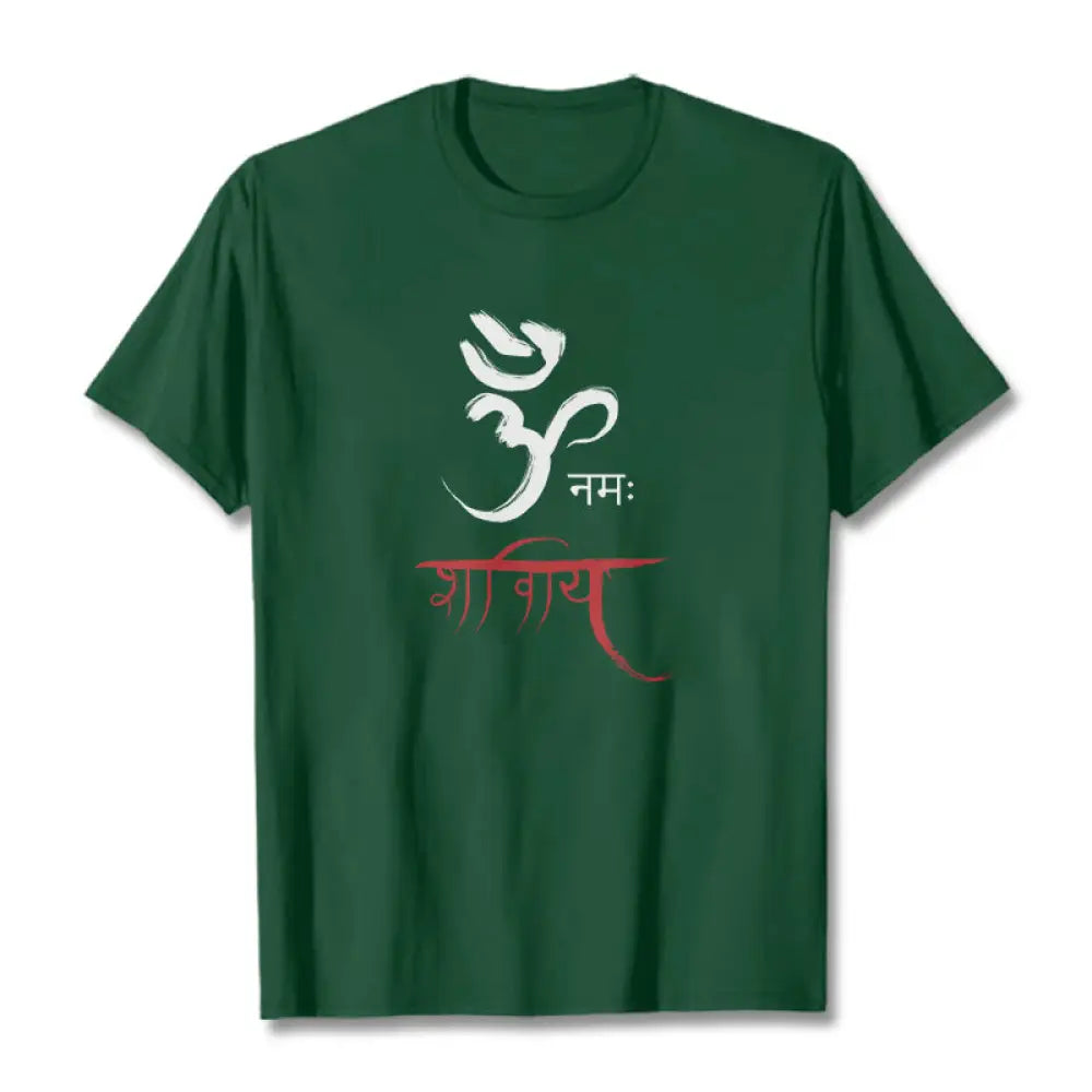 Buddha Stones OM NAMAH SHIVAYA Mantra Sanskrit Tee T-shirt - ForestGreen / S - T-Shirts