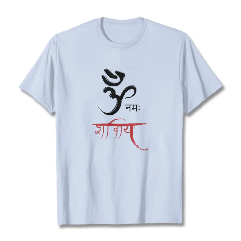 Buddha Stones OM NAMAH SHIVAYA Mantra Sanskrit Tee T-shirt - LightCyan / S - T-Shirts