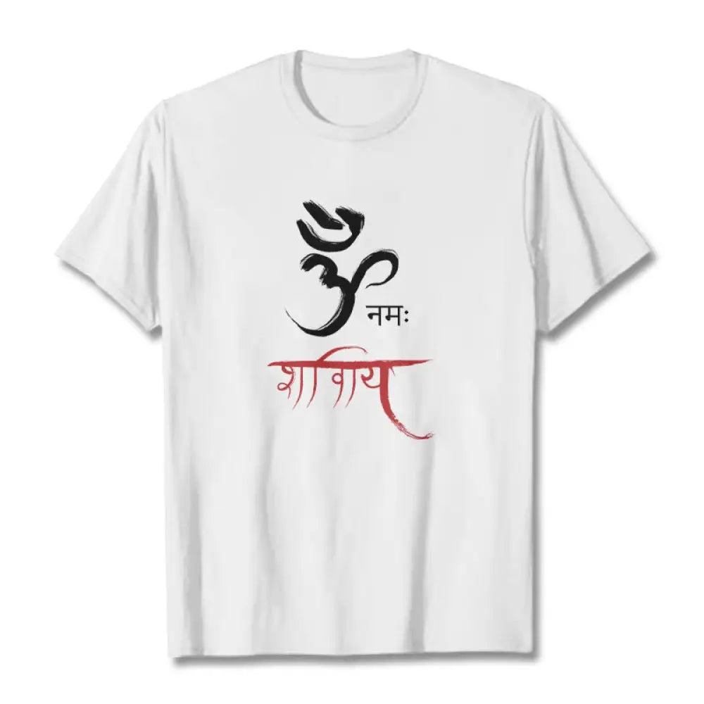 Buddha Stones OM NAMAH SHIVAYA Mantra Sanskrit Tee T-shirt - White / S - T-Shirts