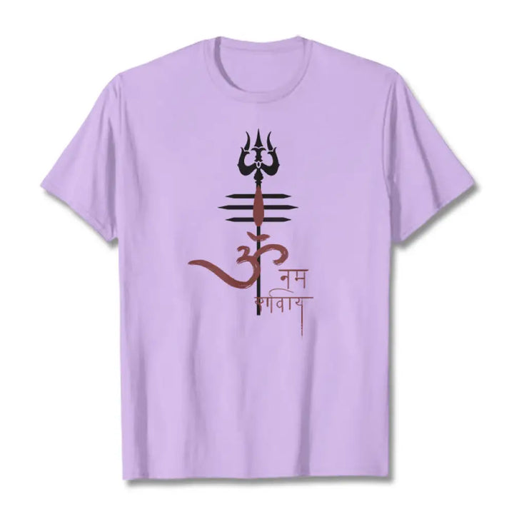 Buddha Stones OM NAMAH SHIVAYA Trident Cotton Tee T-shirt - Plum / S - T-Shirts