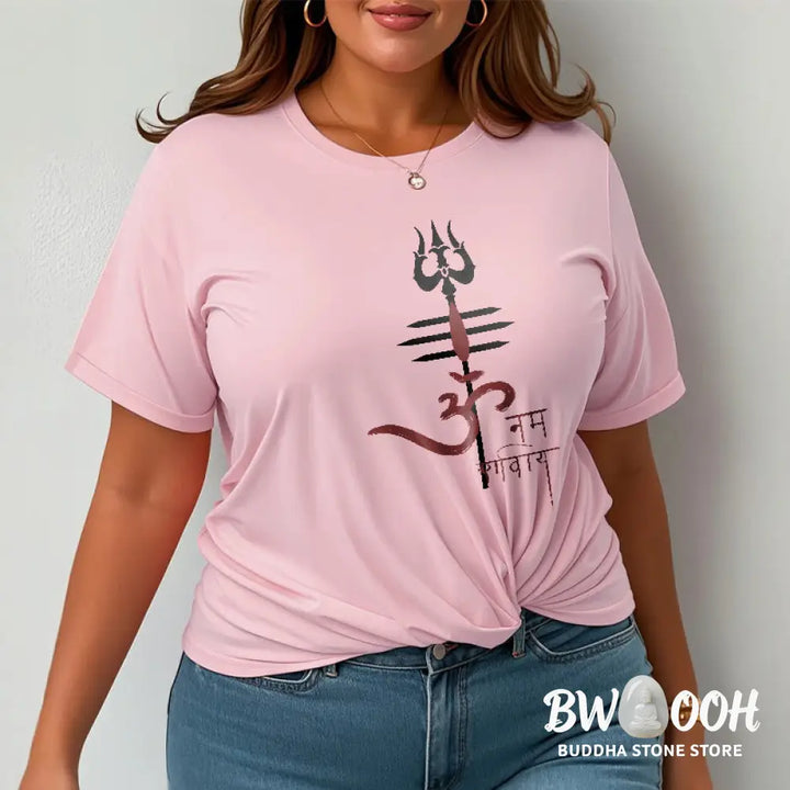 Buddha Stones OM NAMAH SHIVAYA Trident Cotton Tee T-shirt - T-Shirts