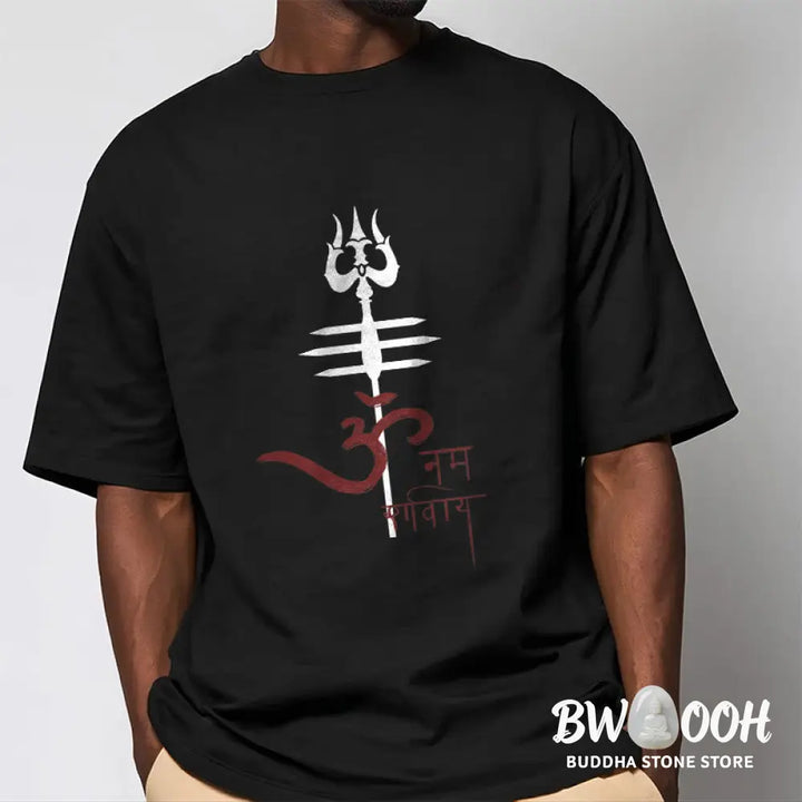 Buddha Stones OM NAMAH SHIVAYA Trident Cotton Tee T-shirt - T-Shirts