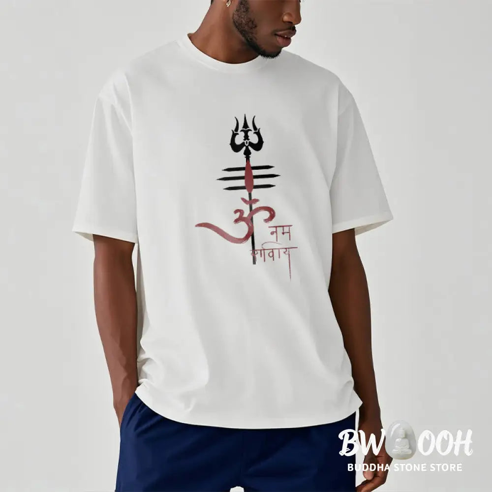 Buddha Stones OM NAMAH SHIVAYA Trident Cotton Tee T-shirt - T-Shirts