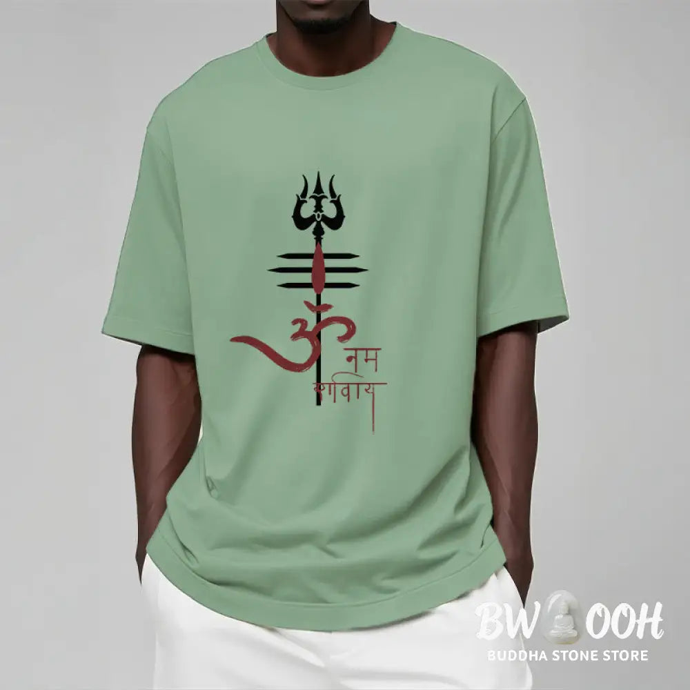 Buddha Stones OM NAMAH SHIVAYA Trident Cotton Tee T-shirt - T-Shirts