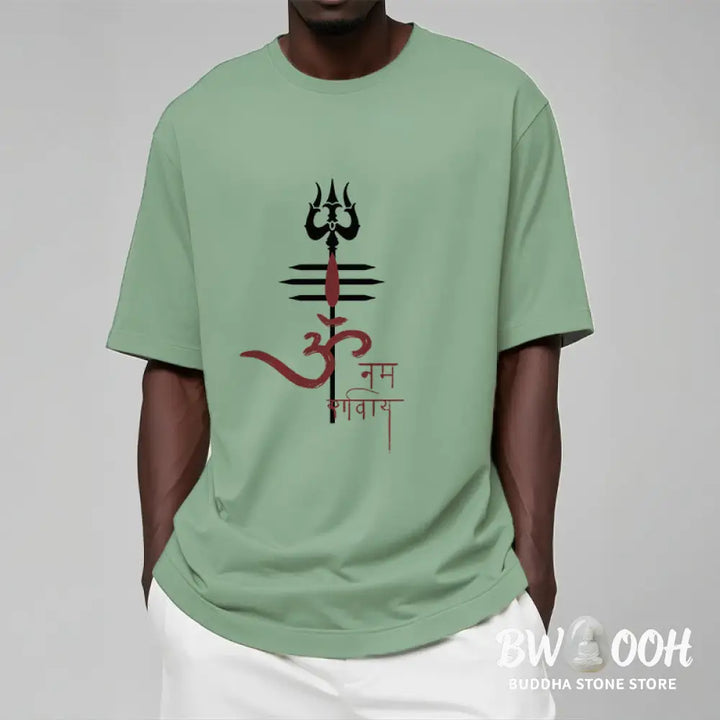 Buddha Stones OM NAMAH SHIVAYA Trident Cotton Tee T-shirt - T-Shirts