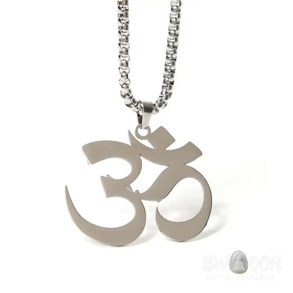 Buddha Stones Om Symbol Mantra Stainless Steel Focus Necklace Pendant - BWOOOH - Necklaces &amp; Pendants