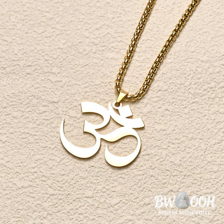Buddha Stones Om Symbol Mantra Stainless Steel Focus Necklace Pendant - BWOOOH - Necklaces &amp; Pendants
