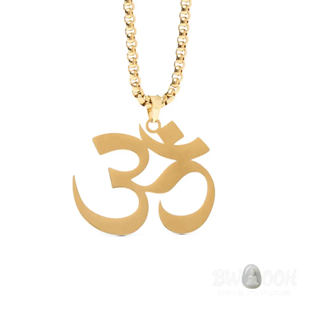 Buddha Stones Om Symbol Mantra Stainless Steel Focus Necklace Pendant - BWOOOH - Necklaces &amp; Pendants