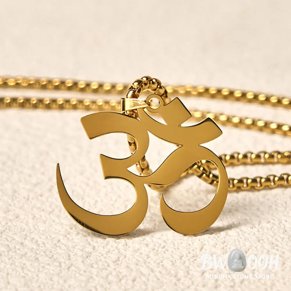 Buddha Stones Om Symbol Mantra Stainless Steel Focus Necklace Pendant - BWOOOH - Necklaces &amp; Pendants