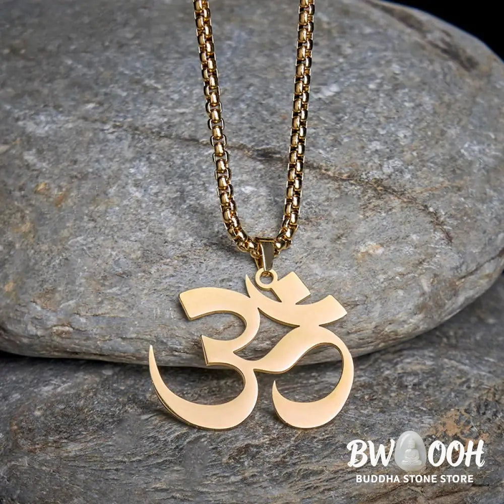 Buddha Stones Om Symbol Mantra Stainless Steel Focus Necklace Pendant - BWOOOH - Necklaces &amp; Pendants