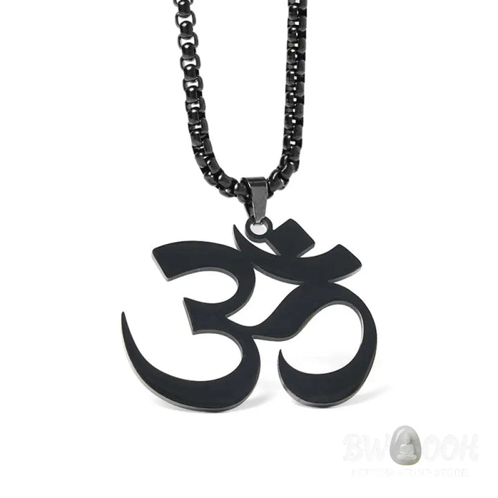 Buddha Stones Om Symbol Mantra Stainless Steel Focus Necklace Pendant - BWOOOH - Necklaces &amp; Pendants
