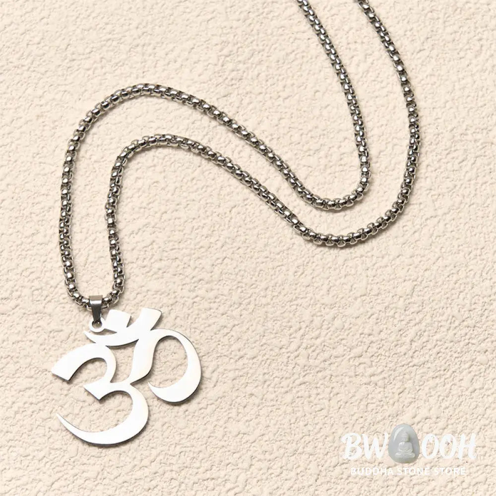 Buddha Stones Om Symbol Mantra Stainless Steel Focus Necklace Pendant - BWOOOH - Necklaces &amp; Pendants