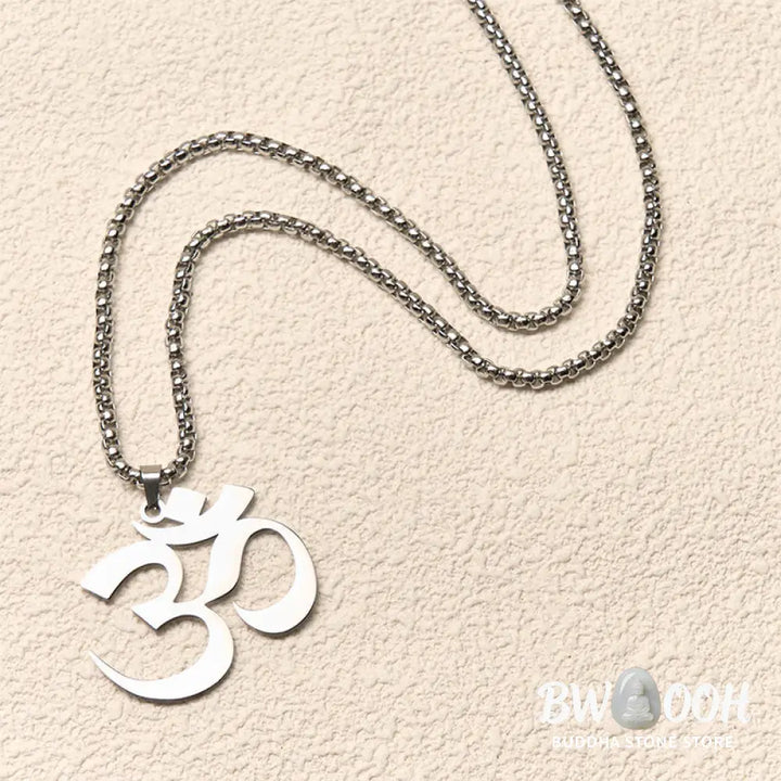 Buddha Stones Om Symbol Mantra Stainless Steel Focus Necklace Pendant - BWOOOH - Necklaces &amp; Pendants