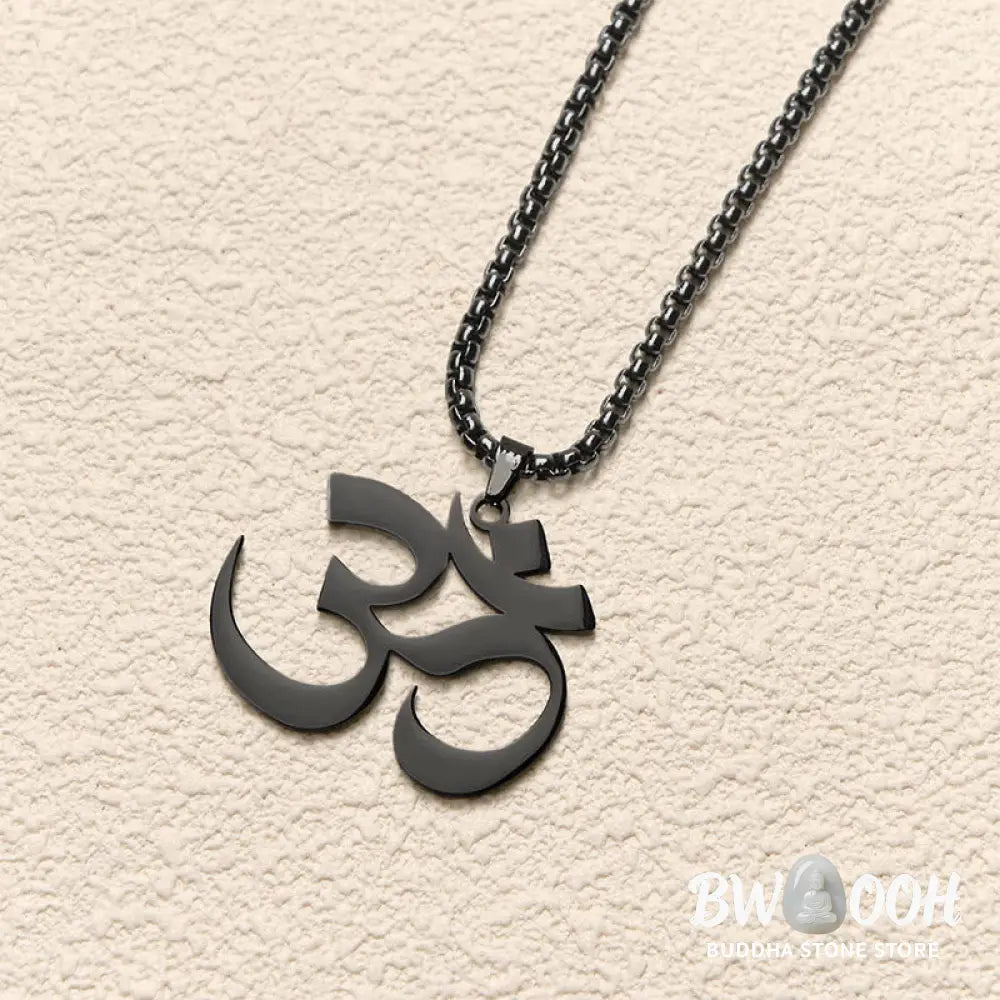 Buddha Stones Om Symbol Mantra Stainless Steel Focus Necklace Pendant - BWOOOH - Necklaces &amp; Pendants