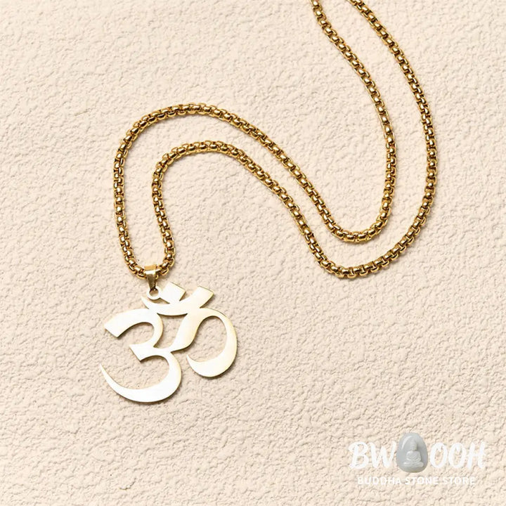 Buddha Stones Om Symbol Mantra Stainless Steel Focus Necklace Pendant - BWOOOH - Necklaces &amp; Pendants