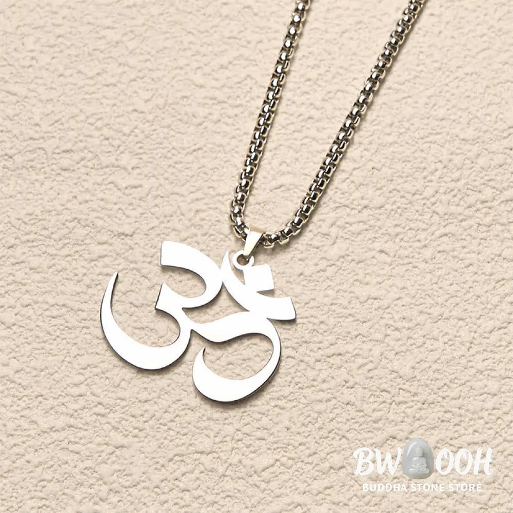 Buddha Stones Om Symbol Mantra Stainless Steel Focus Necklace Pendant - BWOOOH - Necklaces &amp; Pendants