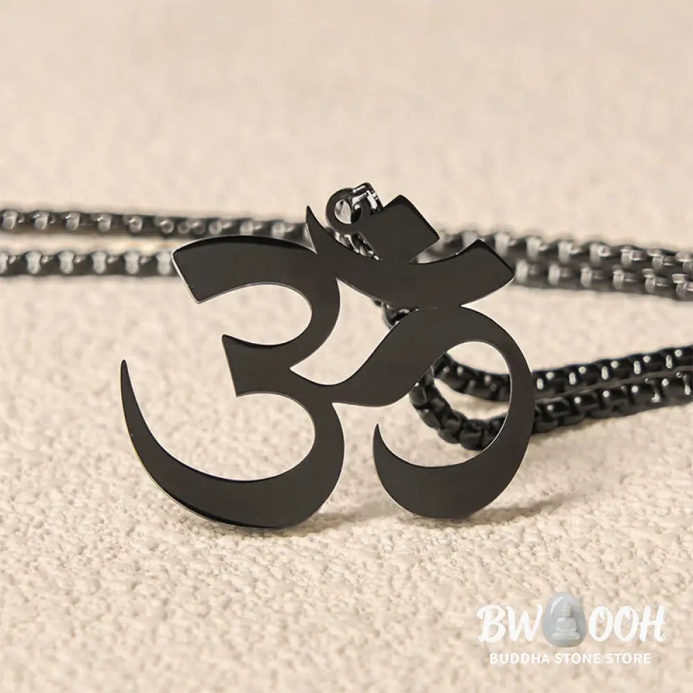 Buddha Stones Om Symbol Mantra Stainless Steel Focus Necklace Pendant - BWOOOH - Necklaces &amp; Pendants