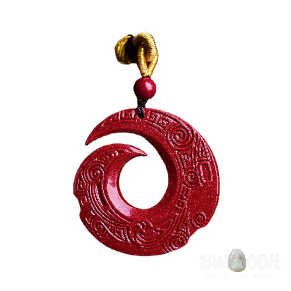 Buddha Stones One’s Luck Improves Design Patern Natural Cinnabar Blessing Necklace Pendant - BWOOOH - Necklaces &amp;