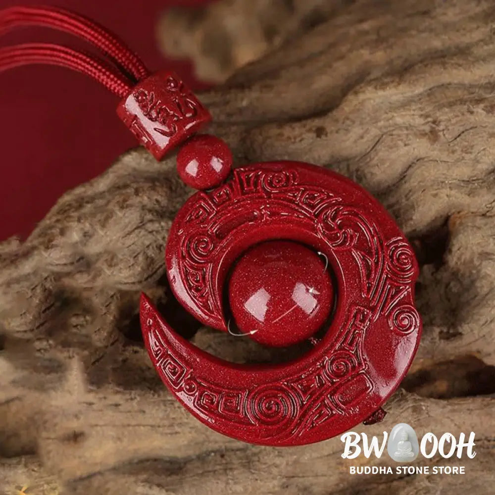 Buddha Stones One’s Luck Improves Design Patern Natural Cinnabar Concentration Necklace Pendant - BWOOOH - Necklaces &amp;
