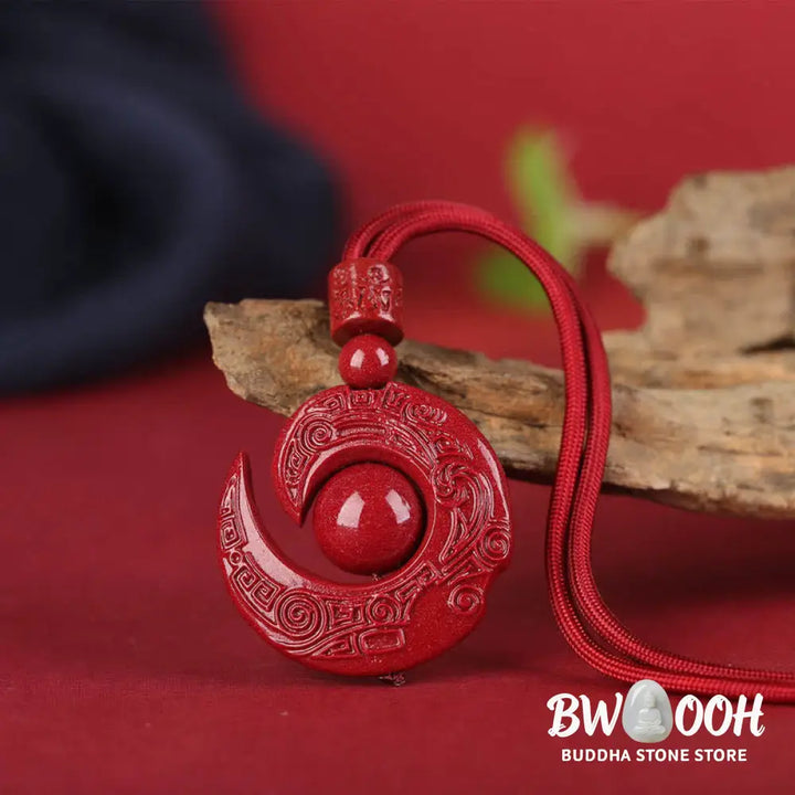 Buddha Stones One’s Luck Improves Design Patern Natural Cinnabar Concentration Necklace Pendant - BWOOOH - Necklaces &amp;