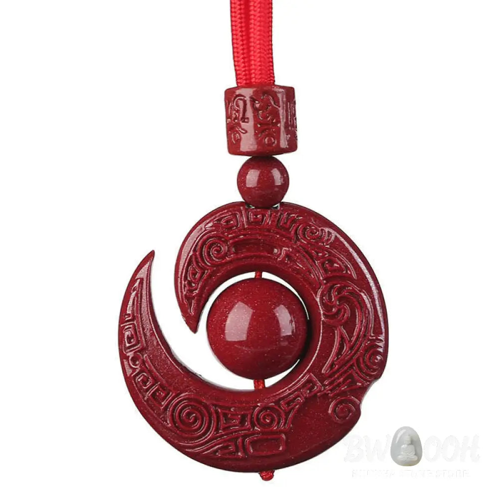 Buddha Stones One’s Luck Improves Design Patern Natural Cinnabar Concentration Necklace Pendant - BWOOOH - Necklaces &amp;