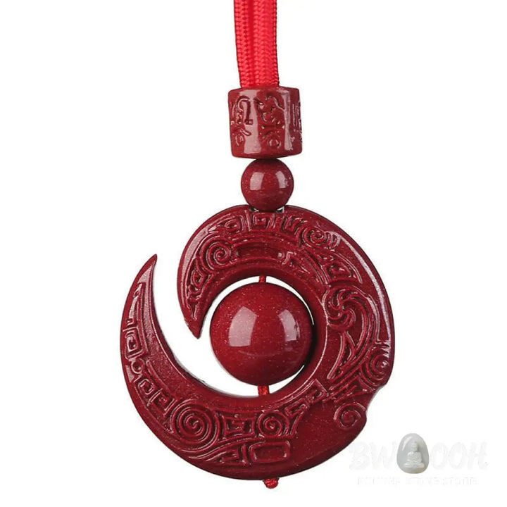 Buddha Stones One’s Luck Improves Design Patern Natural Cinnabar Concentration Necklace Pendant - BWOOOH - Necklaces &amp;
