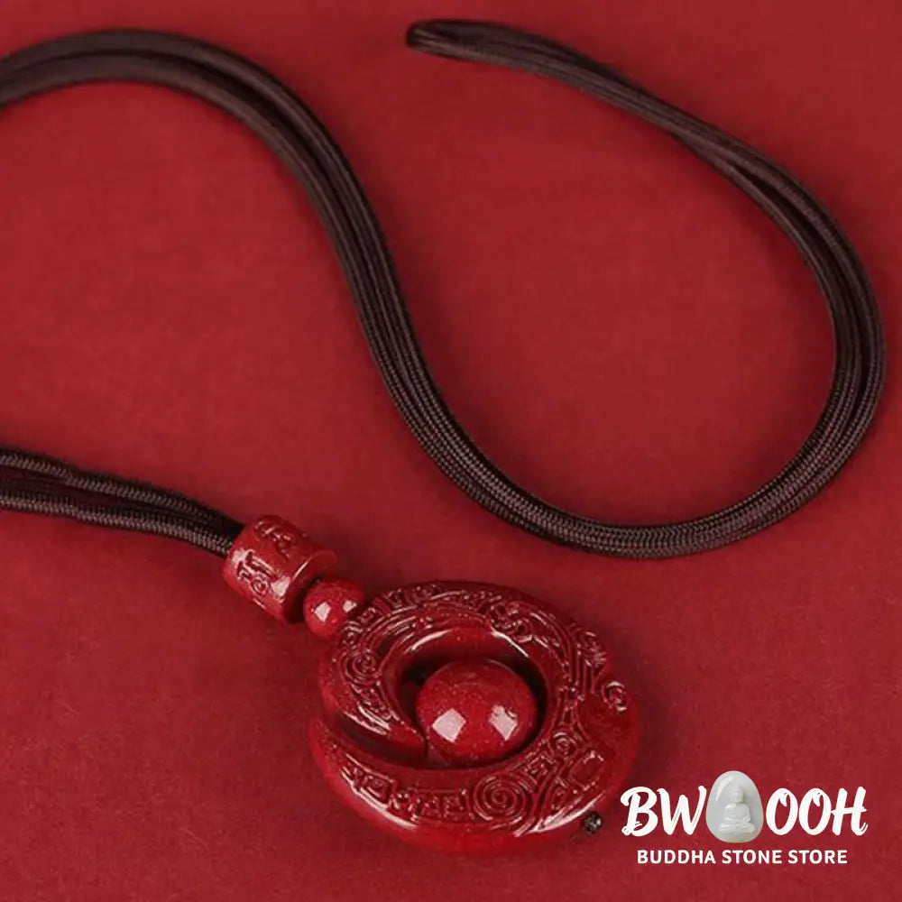 Buddha Stones One’s Luck Improves Design Patern Natural Cinnabar Concentration Necklace Pendant - BWOOOH - Necklaces &amp;