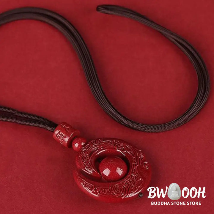 Buddha Stones One’s Luck Improves Design Patern Natural Cinnabar Concentration Necklace Pendant - BWOOOH - Necklaces &amp;