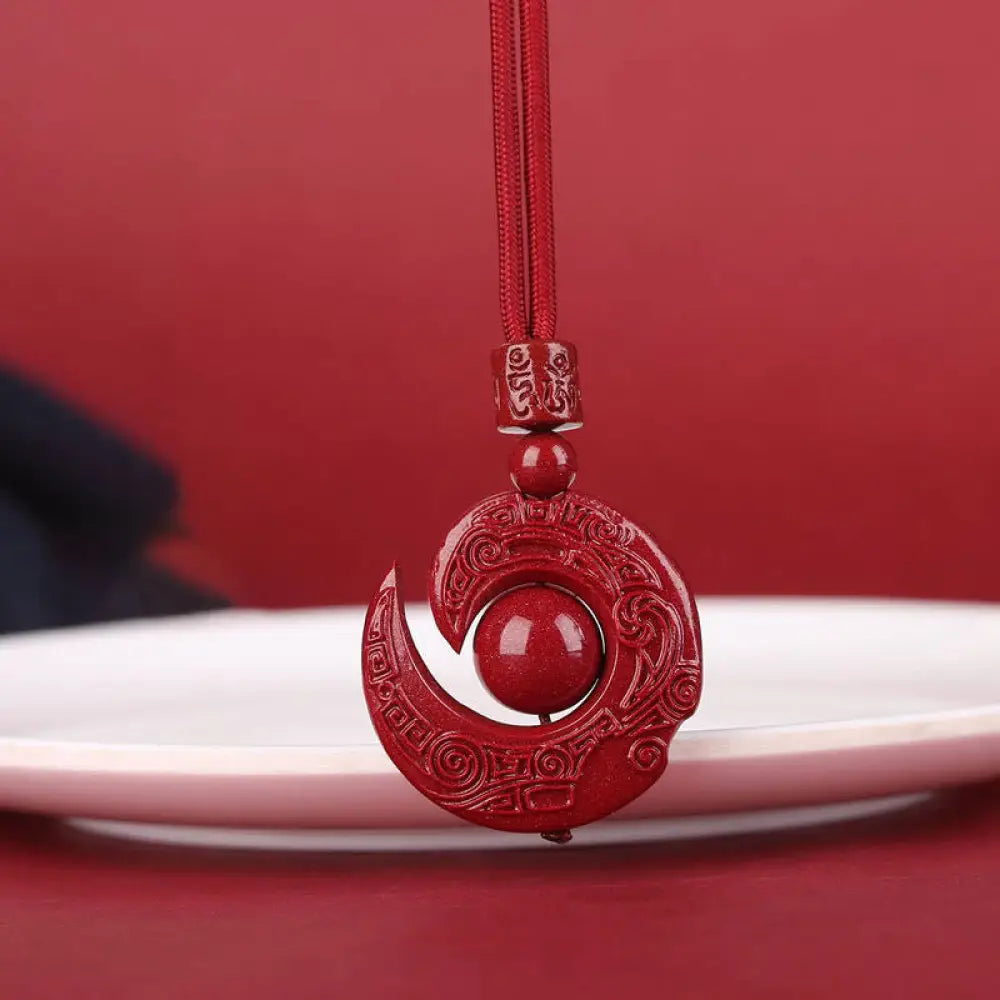 BWOOOH natural cinnabar luck improves pattern concentration necklace pendant