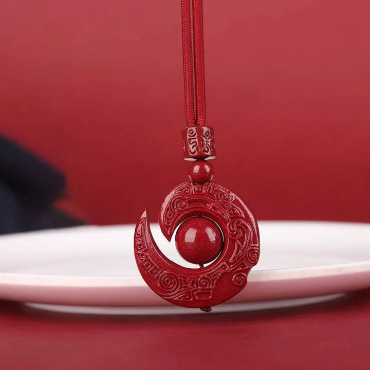 BWOOOH natural cinnabar luck improves pattern concentration necklace pendant