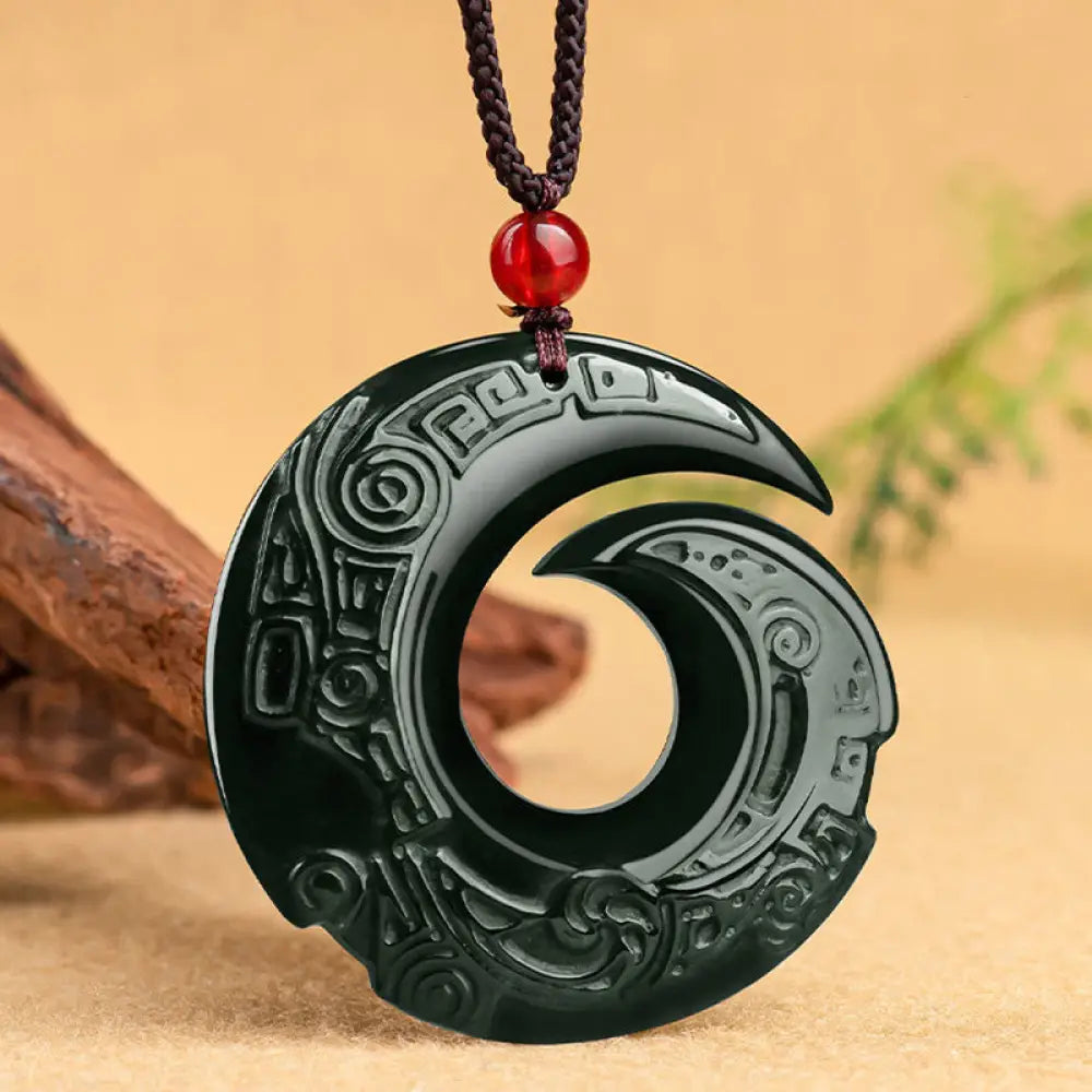 BWOOOH Hetian Cyan Jade Luck Improves 否极泰来 Success Necklace Pendant — premium Hetian jade with auspicious pattern