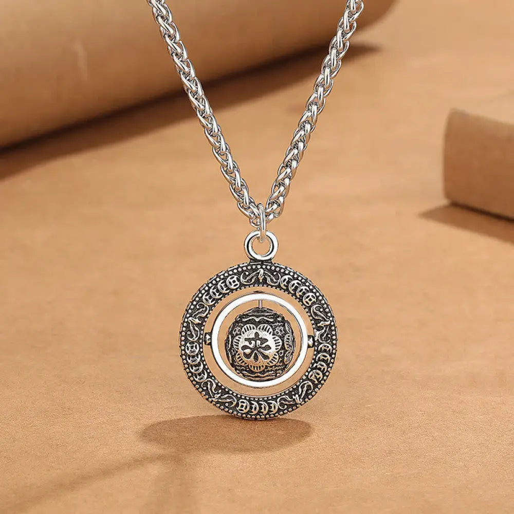 Buddha Stones One’s Luck Improves Design Pattern Copper Rotatable Necklace Pendant - BWOOOH - One’s Luck Improves