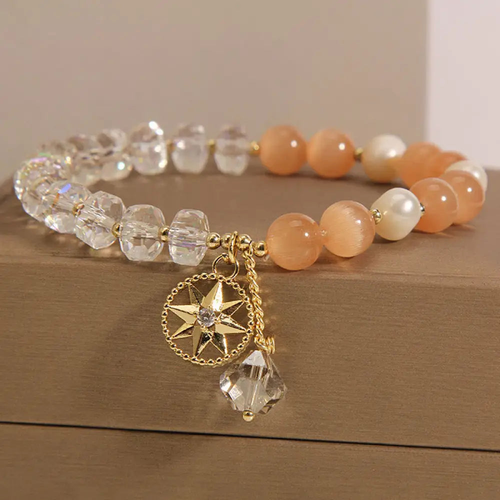 BWOOOH Orange Cat’s Eye White Crystal Star Support Bracelet - BWOOOH - Cat’s Eye&White Crystal - Bracelet