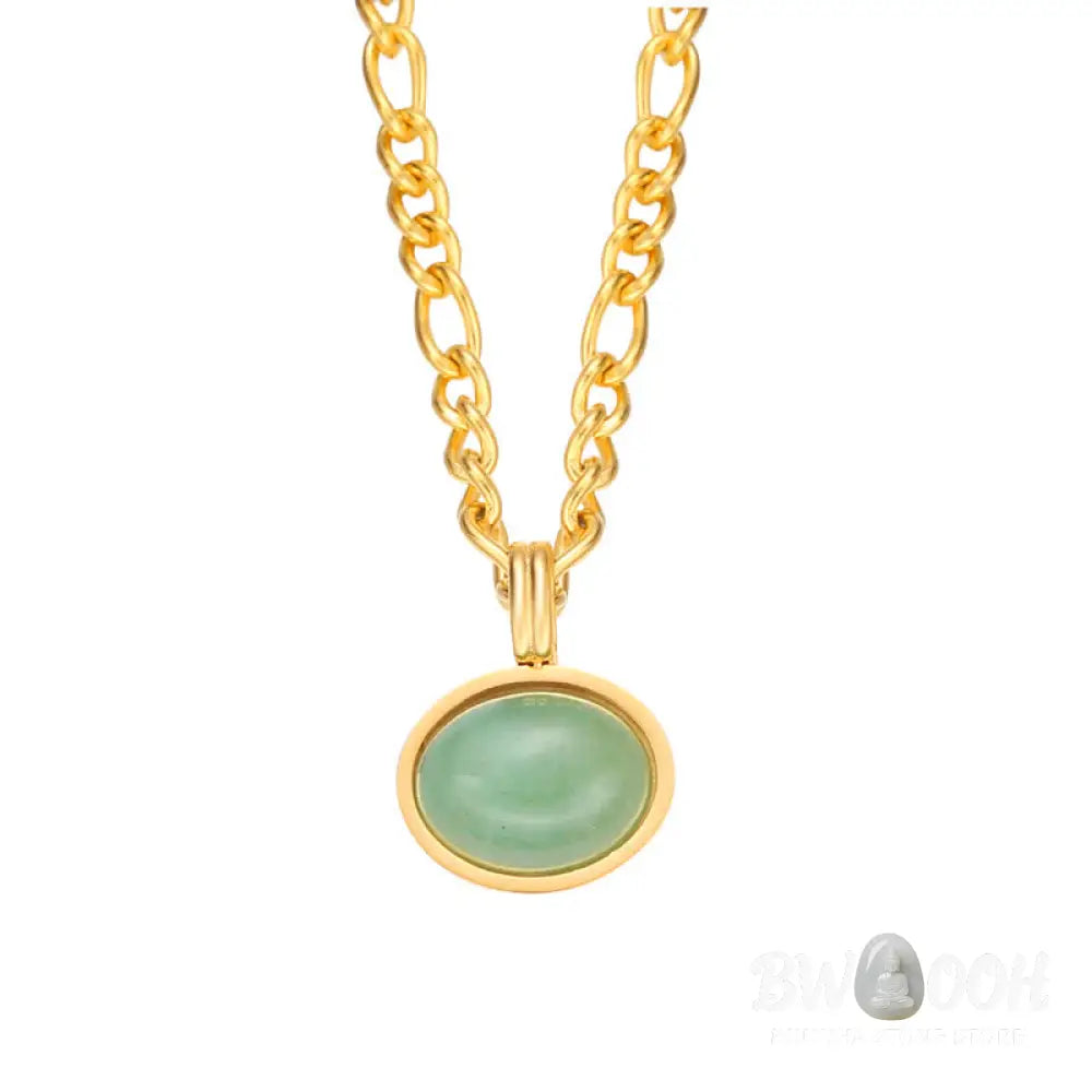 Buddha Stones Oval Turquoise Strength Titanium Steel Necklace Pendant - BWOOOH - Necklaces &amp; Pendants