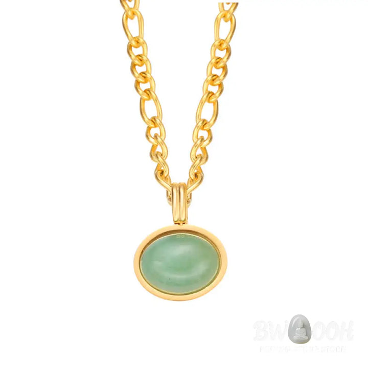 Buddha Stones Oval Turquoise Strength Titanium Steel Necklace Pendant - BWOOOH - Necklaces &amp; Pendants