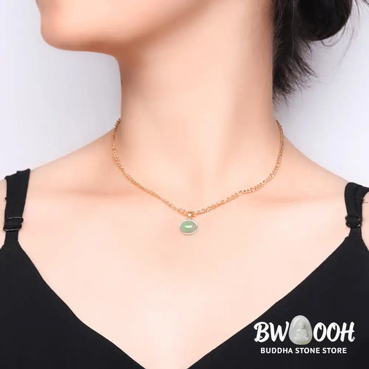 Buddha Stones Oval Turquoise Strength Titanium Steel Necklace Pendant - BWOOOH - Necklaces &amp; Pendants