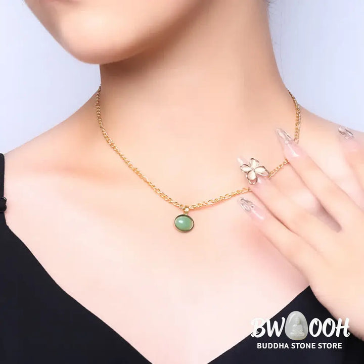 Buddha Stones Oval Turquoise Strength Titanium Steel Necklace Pendant - BWOOOH - Necklaces &amp; Pendants
