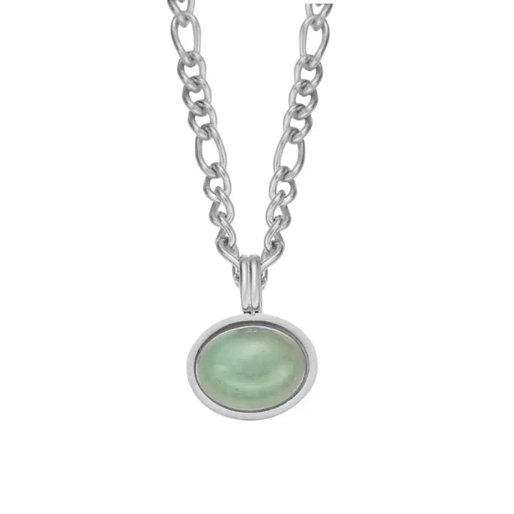 Buddha Stones Oval Turquoise Strength Titanium Steel Necklace Pendant - BWOOOH - Silver - Necklaces &amp; Pendants