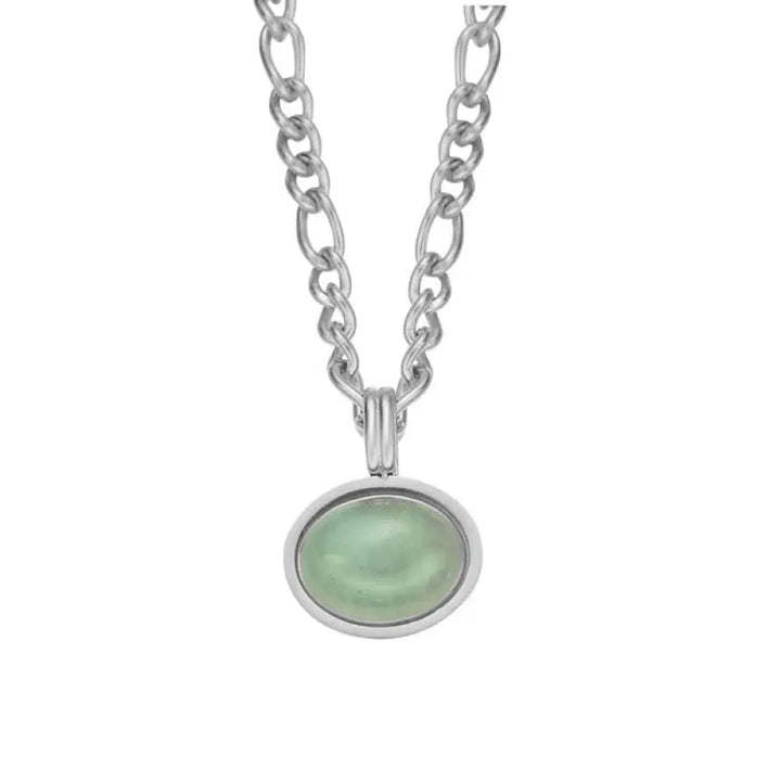 Buddha Stones Oval Turquoise Strength Titanium Steel Necklace Pendant - BWOOOH - Silver - Necklaces &amp; Pendants