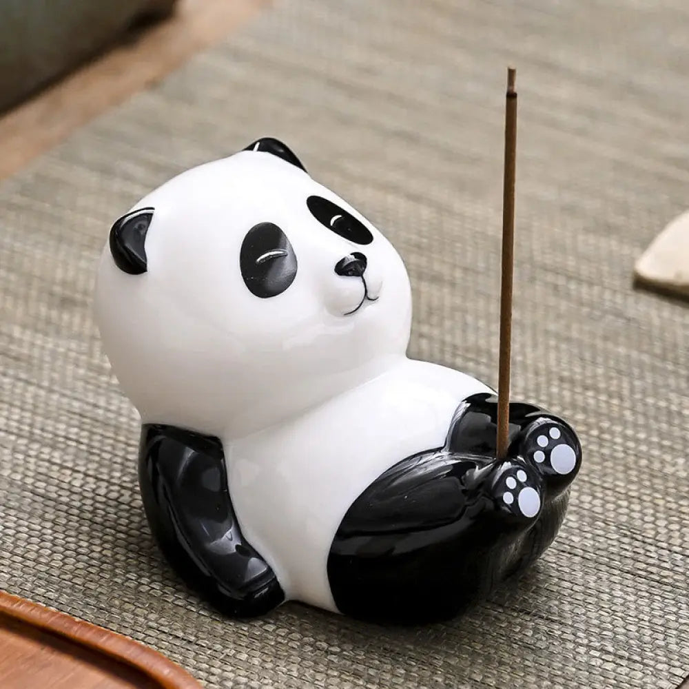 Buddha Stones Panda Shape Home Decoration Incense Burner - Panda Crossing Legs(8.5*6*7 cm) - Incense Burner