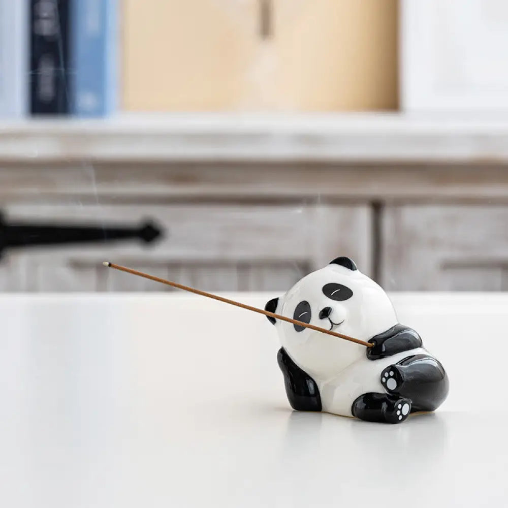 Buddha Stones Panda Shape Home Decoration Incense Burner - Panda Squinting(8.5*6*7 cm) - Incense Burner