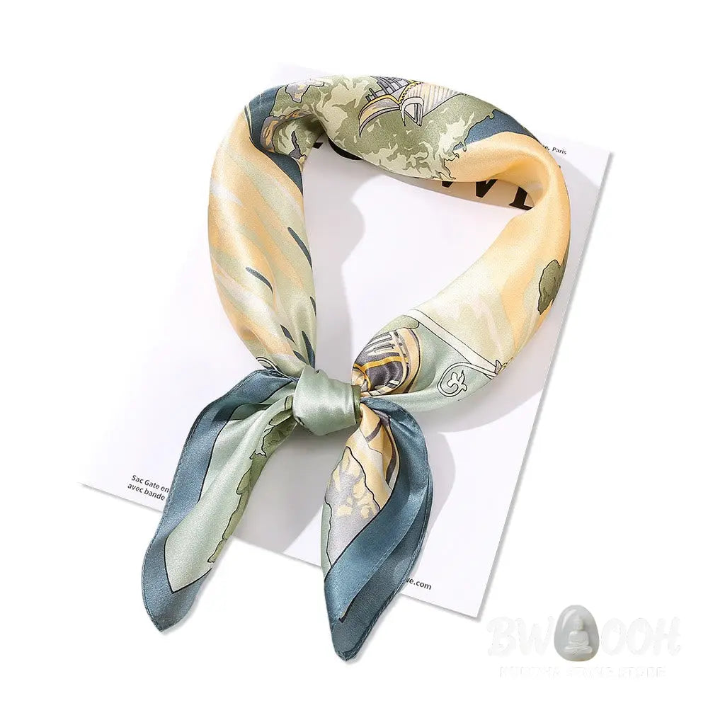 Buddha Stones Pastoral Scene Hot Air Balloon Spring Blossom 100% Mulberry Silk Neck Hair Scarf - Silk Shawl