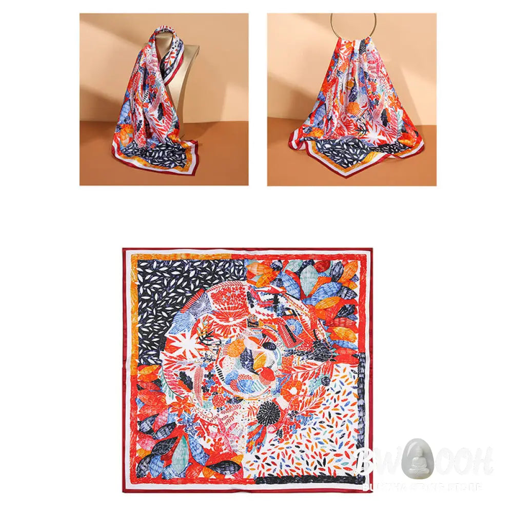 Buddha Stones Pastoral Scene Hot Air Balloon Spring Blossom 100% Mulberry Silk Neck Hair Scarf - Silk Shawl