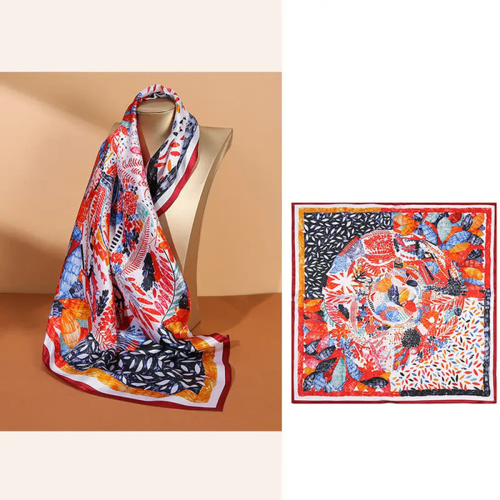 Buddha Stones Pastoral Scene Hot Air Balloon Spring Blossom 100% Mulberry Silk Neck Hair Scarf - Summer Flowers - Silk
