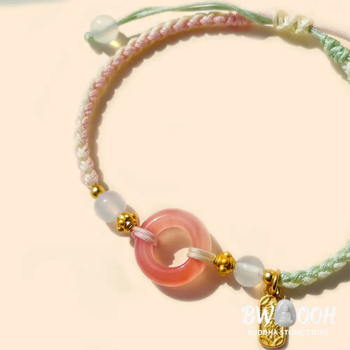 Buddha Stones Peace And Joy Agate Peace Buckle Auspicious Handmade Braided Bracelet - BWOOOH - Bracelet
