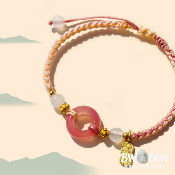 Buddha Stones Peace And Joy Agate Peace Buckle Auspicious Handmade Braided Bracelet - BWOOOH - Bracelet