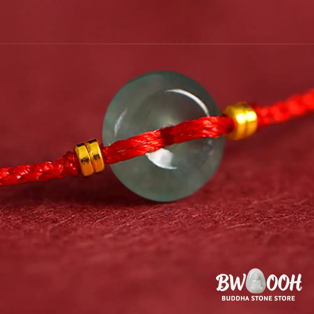Buddha Stones Peace Buckle Copper Coins Jade Red String Connection Bracelet Anklet - Bracelet Anklet