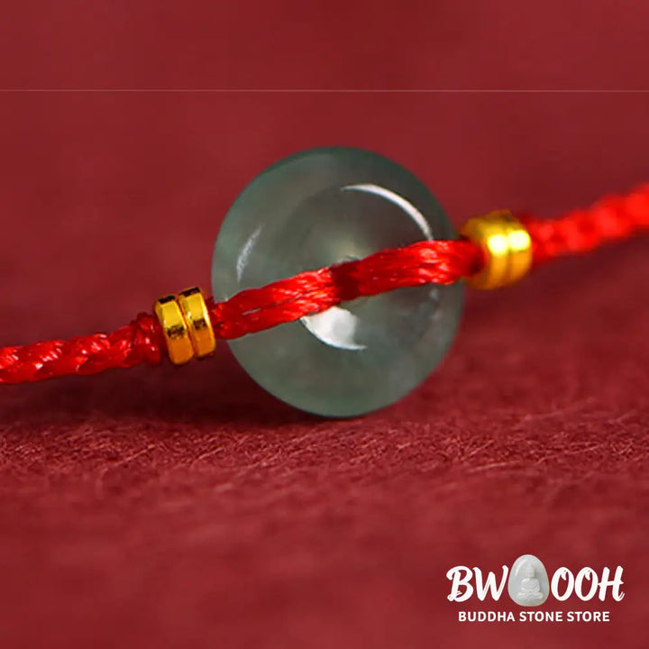 Buddha Stones Peace Buckle Copper Coins Jade Red String Connection Bracelet Anklet - Bracelet Anklet