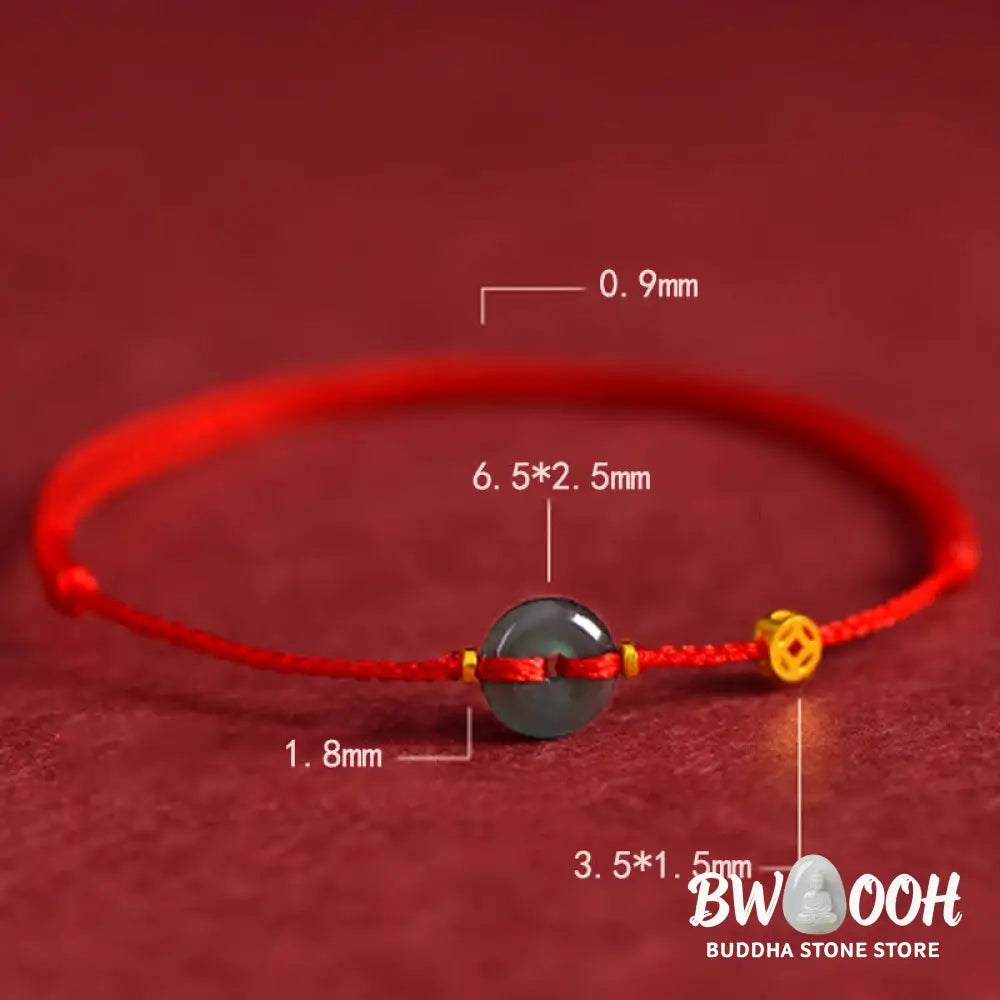 Buddha Stones Peace Buckle Copper Coins Jade Red String Connection Bracelet Anklet - Bracelet Anklet